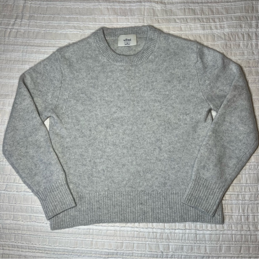 Aritzia Wilfred Gray Cashmere Crewneck Sweater